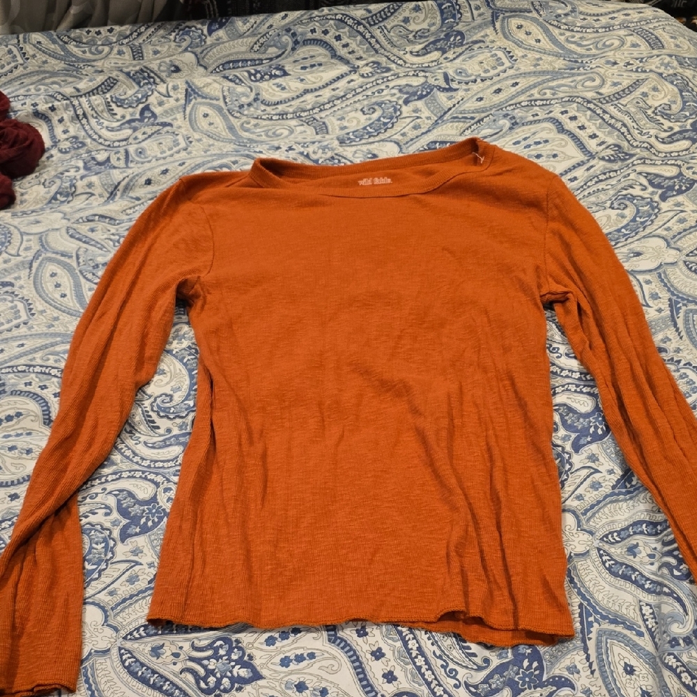 ❤️10/$16 New Orange Ribbed Long Sleeve Top